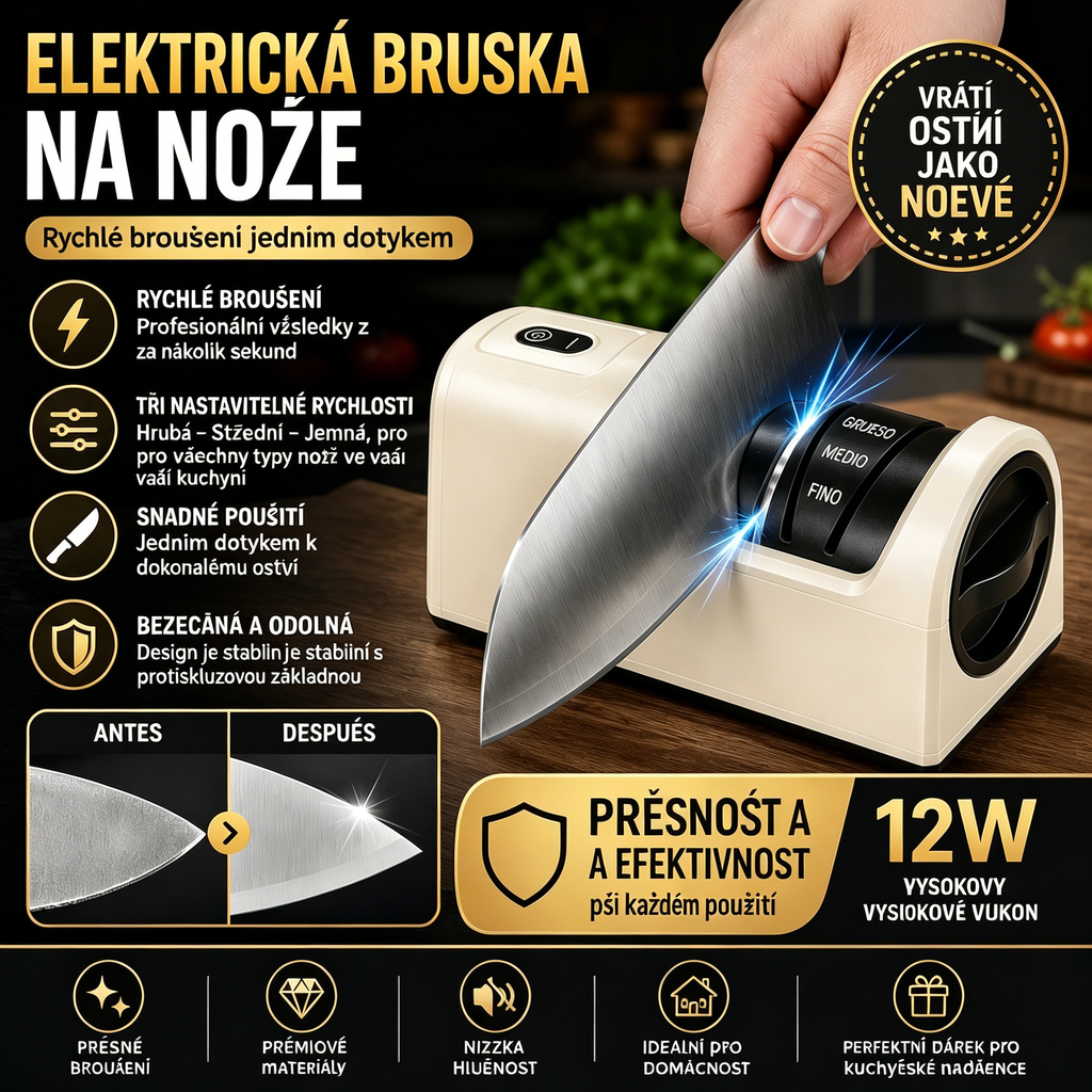 ⏳ Sleva 40 %! 🔪 Multifunkční akumulátorový elektrický brousek na nože, dobíjecí ✨