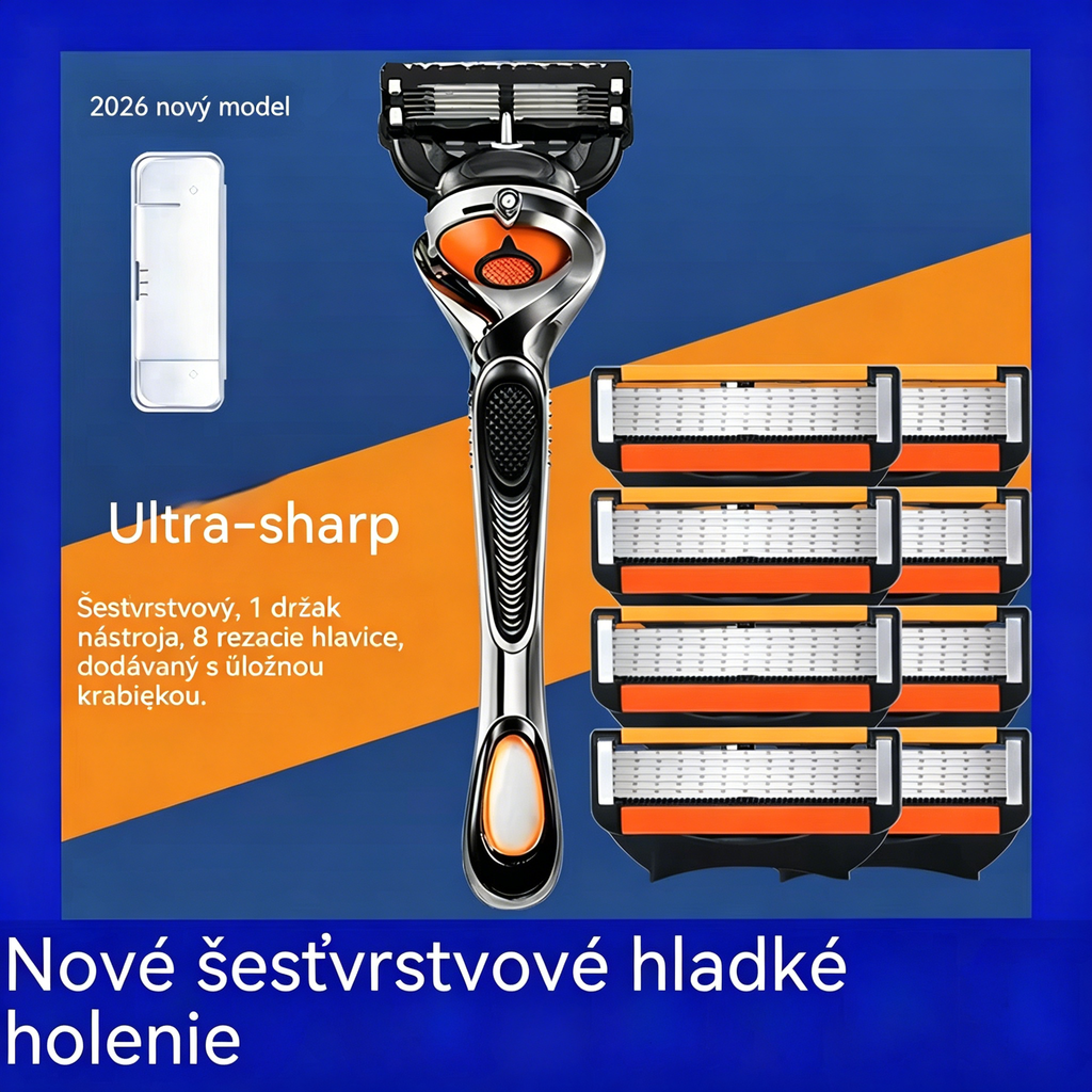 Sada náhradních holicích strojků pro muže + základna - Extrémně ostré čepele z nerezavějící oceli pro hladké oholení