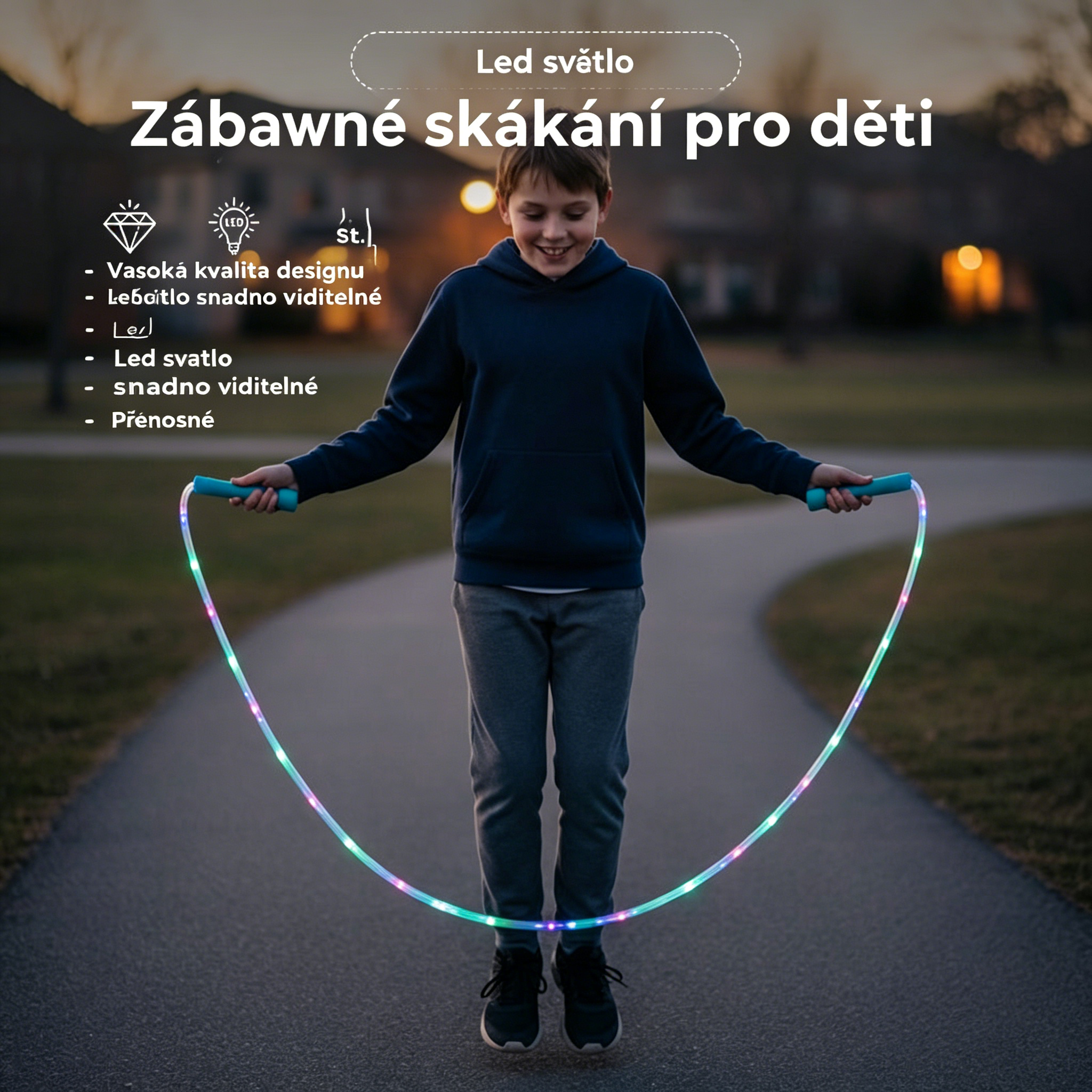🏃【Kupte jeden, druhý dostanete zdarma】🌈LED svítící švihadlo, nárazuvzdorné provedení, dlouhá doba hraní! 💡🏃‍♀️