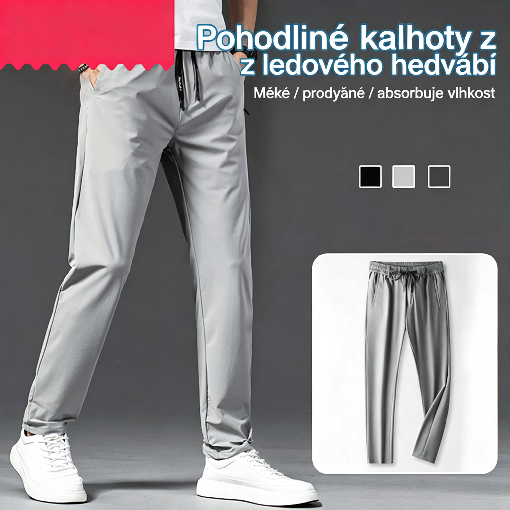 💥🔥🧊😍【M-5XL】Letní tenké kalhoty z ledového hedvábí pro volný čas pro muže