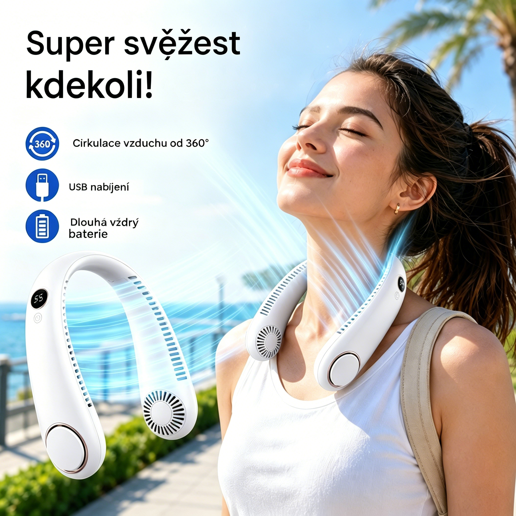 💨 Ventilátor klimatizace - Extrémně tichý, přenosný a otočný o 360° - Ideální na léto 🌞