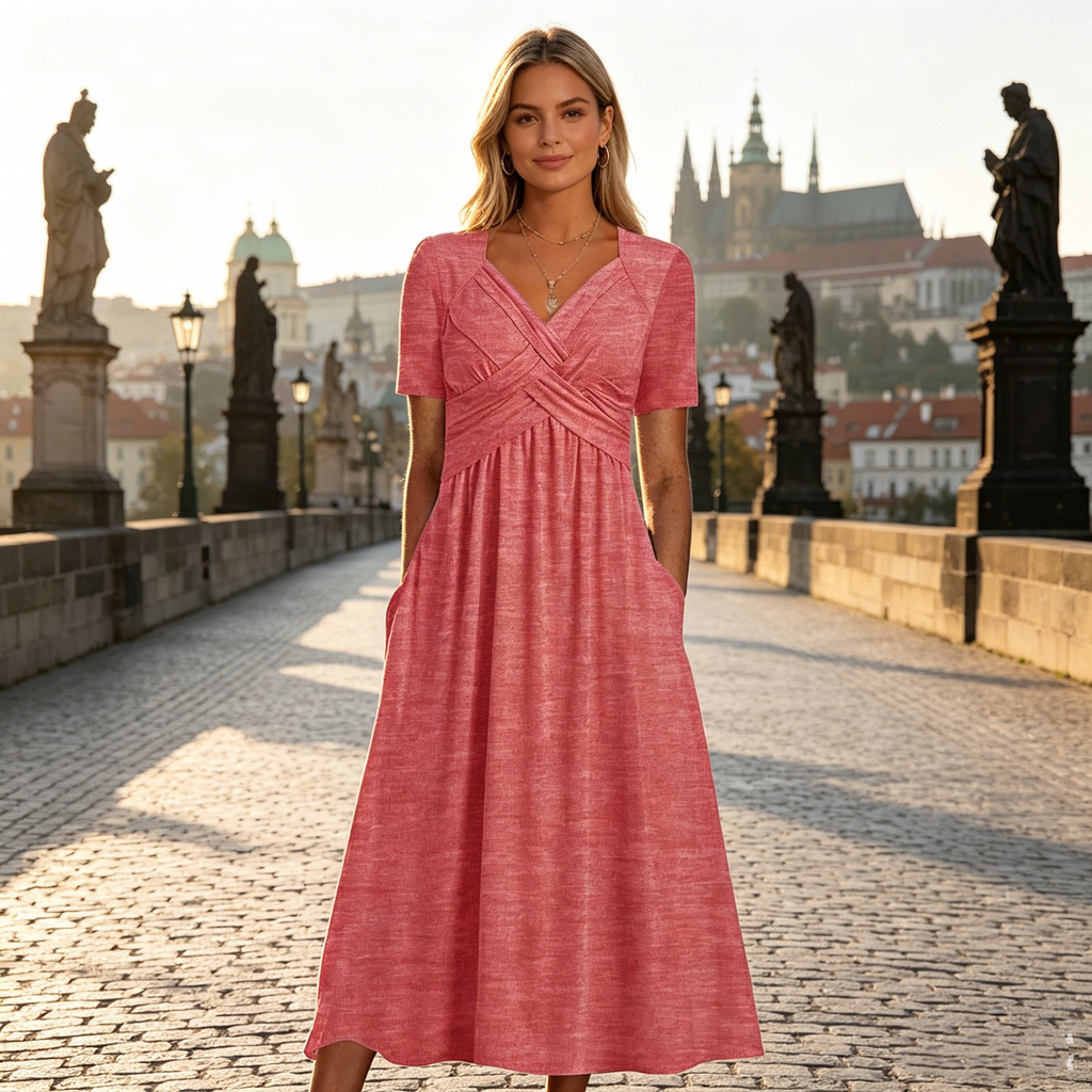💟【50% OFF】【S-3XL】Ležérní šaty střední délky v čisté barvě