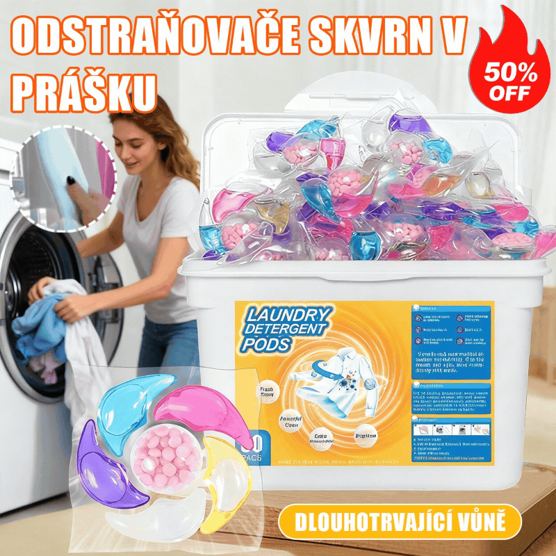✨👚【100 kusů】✨Extra velký kbelík 6v1 vonné perličky na prádlo odstraňují skvrny a zanechávají vůni, hladce likvidují roztoče a bakterie